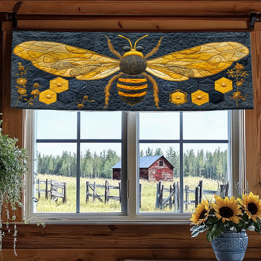 Yellow Flower Bee WY0406046CL Quilted Valance