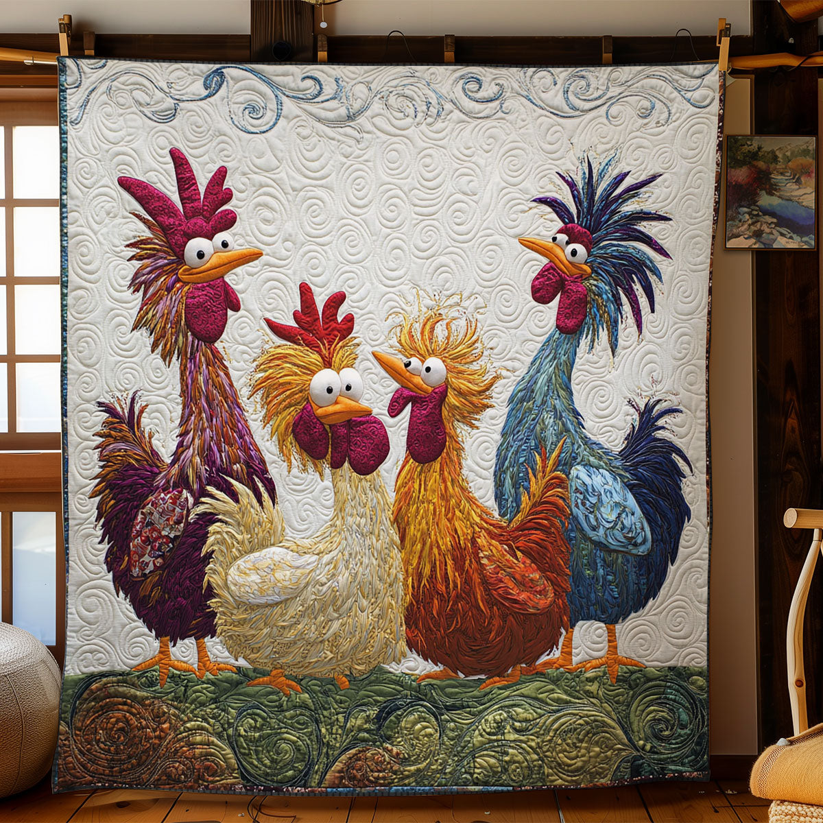 Chicken Huddle Row WN1406007CL Quilt