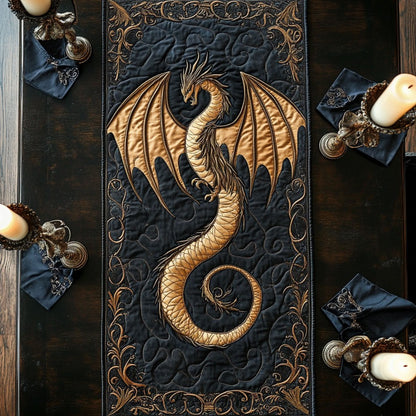 Mystic Gold Dragon WY0206007CL Quilted Table Runner