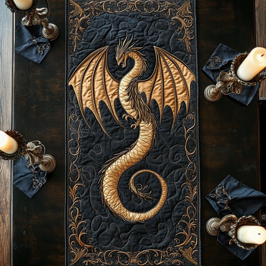 Mystic Gold Dragon WY0206007CL Quilted Table Runner
