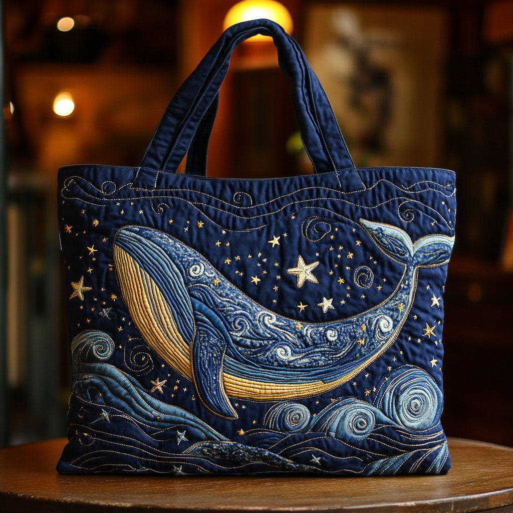 Starry Night Whale CW1401039CL Quilted Tote Bag