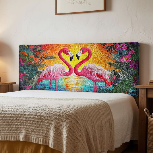 Flamingo Couple QA1112009CL Quilted Headboard Slipcover