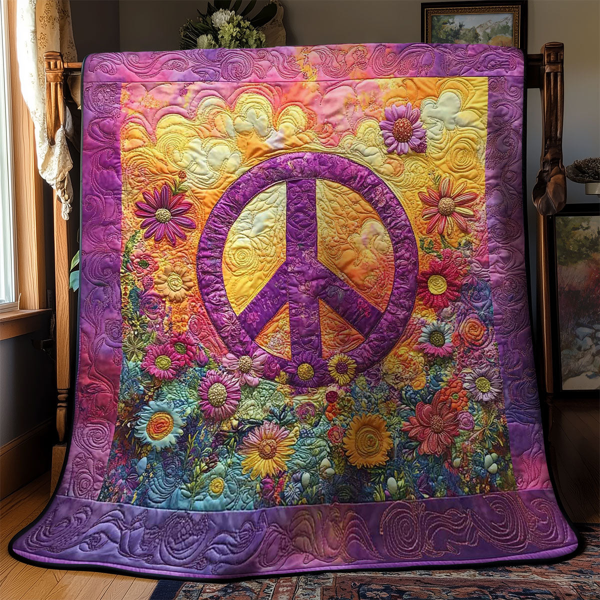 Vibrant Peace Blossoms WN2201005CL Quilt