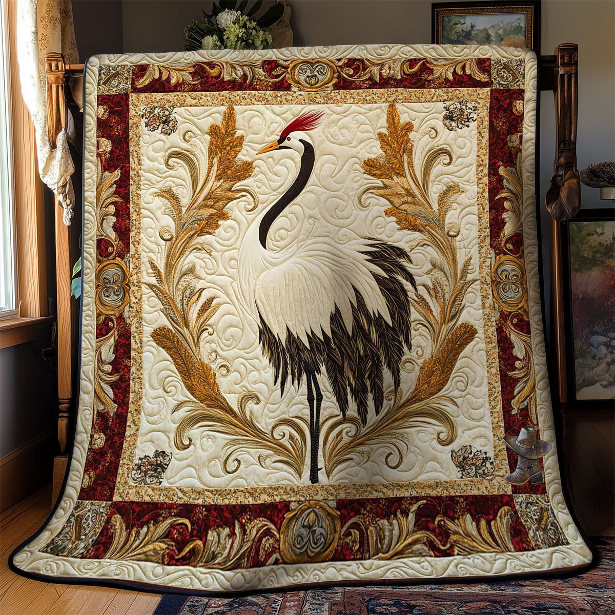 Golden Elegance Crane WN2312023CL Quilt