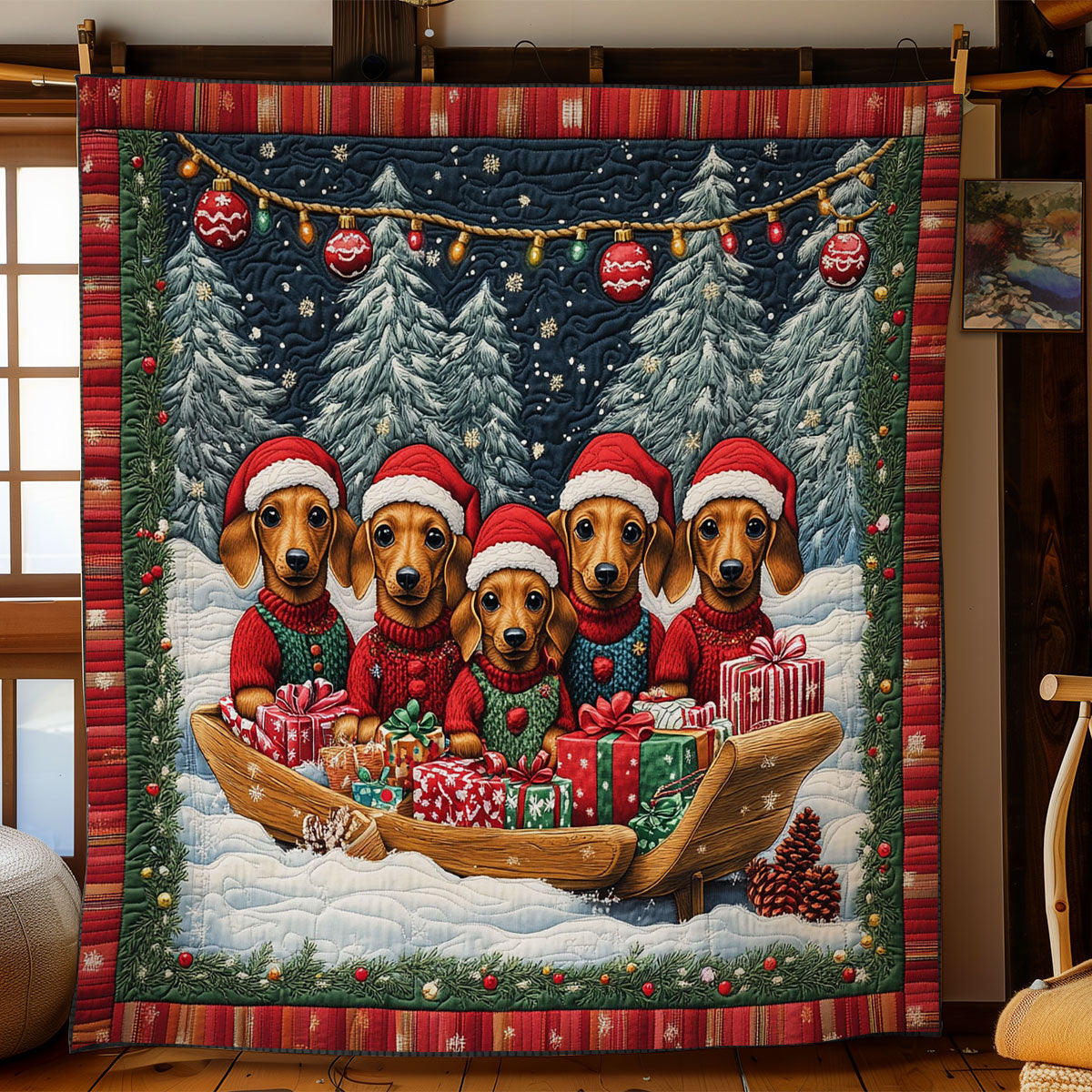 Winter Dachshund CW1211037CL Quilt