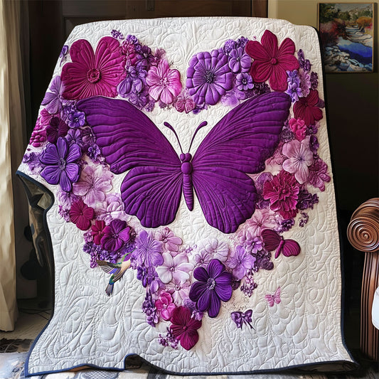 Purple Flower Butterfly WY2712052CL Quilt