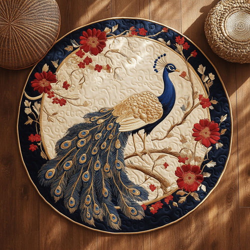 Serene Garden Peacock WY0107013CL Quilted Round Mat
