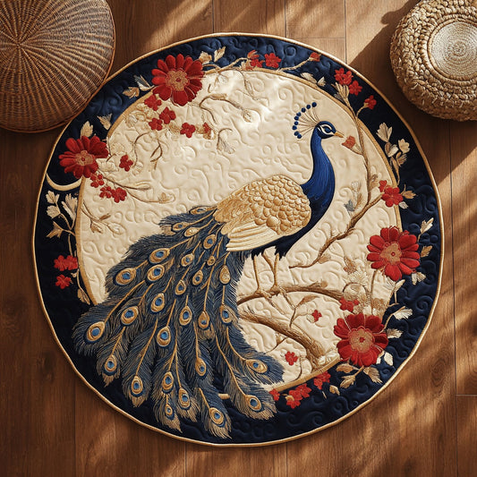 Serene Garden Peacock WY0107013CL Quilted Round Mat