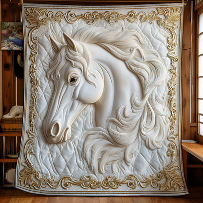 Majestic Gold White Horse WY2001004CL Quilt