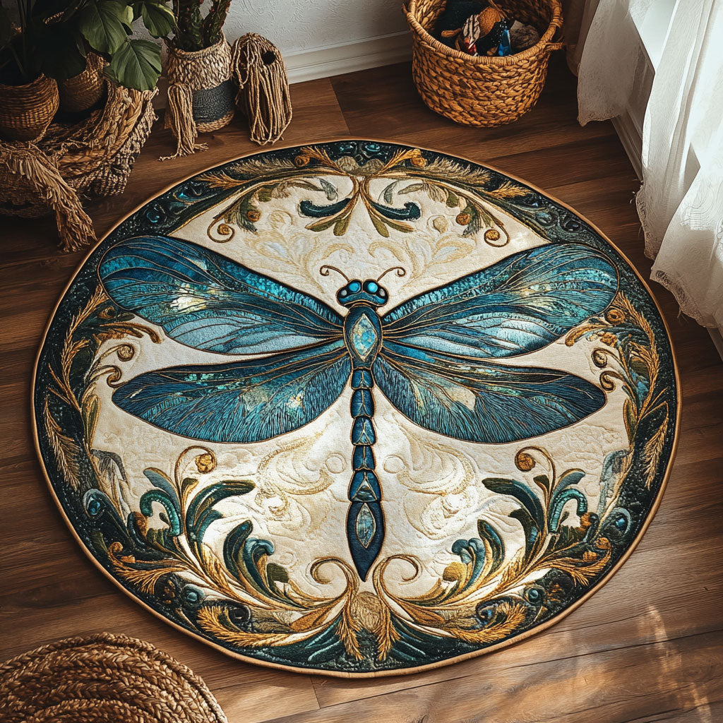 Dragonfly Whispers WY3006059CL Quilted Round Mat