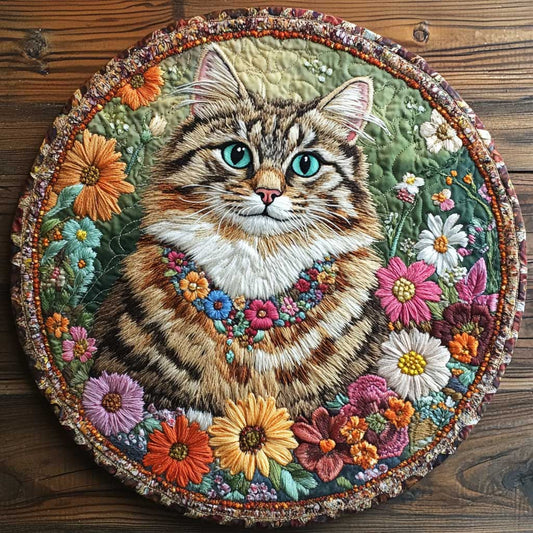 Blossom Cat WN1005081CL Quilted Round Mat