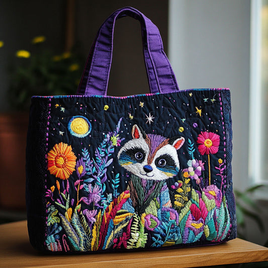 Mystic Raccoon Night CW1501015CL Quilted Tote Bag