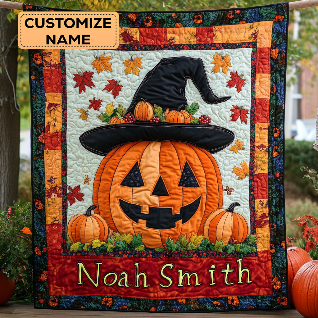 Witchy Pumpkin Smiles WY2507011CL Personalized Baby Quilt