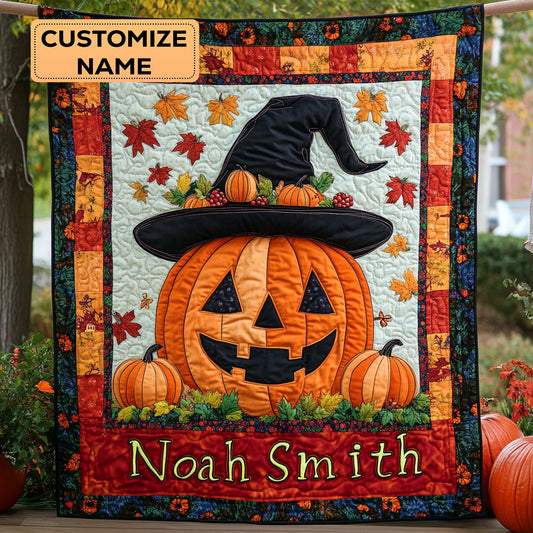 Witchy Pumpkin Smiles WY2507011CL Personalized Baby Quilt