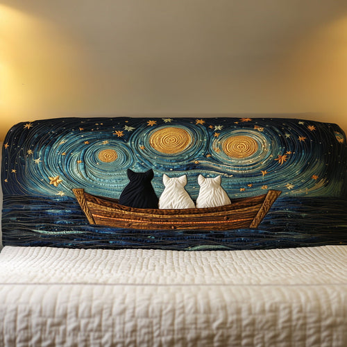 Moonlit Cat WN2412020CL Quilted Headboard Slipcover