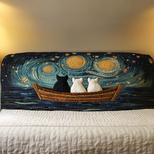 Moonlit Cat WN2412020CL Quilted Headboard Slipcover