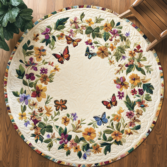 Butterfly Garden XR1403012CL Quilted Round Mat
