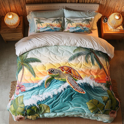 Ocean Turtle Sunset WN3105031CL Duvet Cover Set