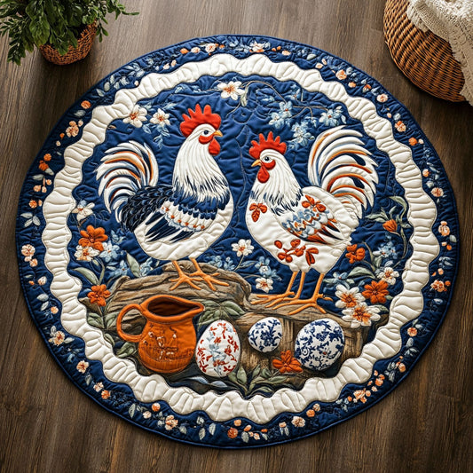 Vivid Vintage Cluckers CM1705028CL Quilted Round Mat