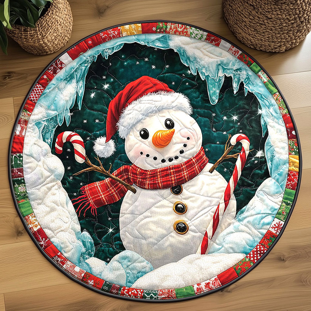 Candy Cane Snowman WN1111003CL Quilted Round Mat