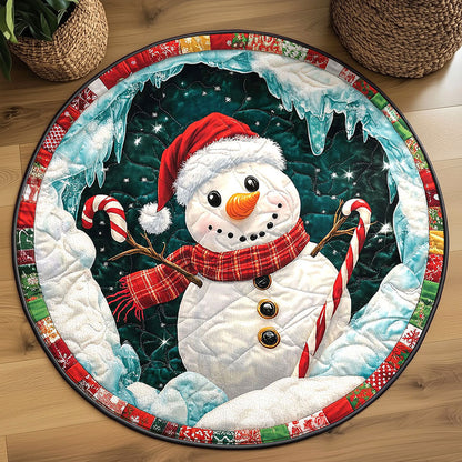 Candy Cane Snowman WN1111003CL Quilted Round Mat