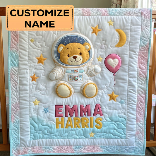 Little Space Bear CW2407014CL Personalized Baby Quilt