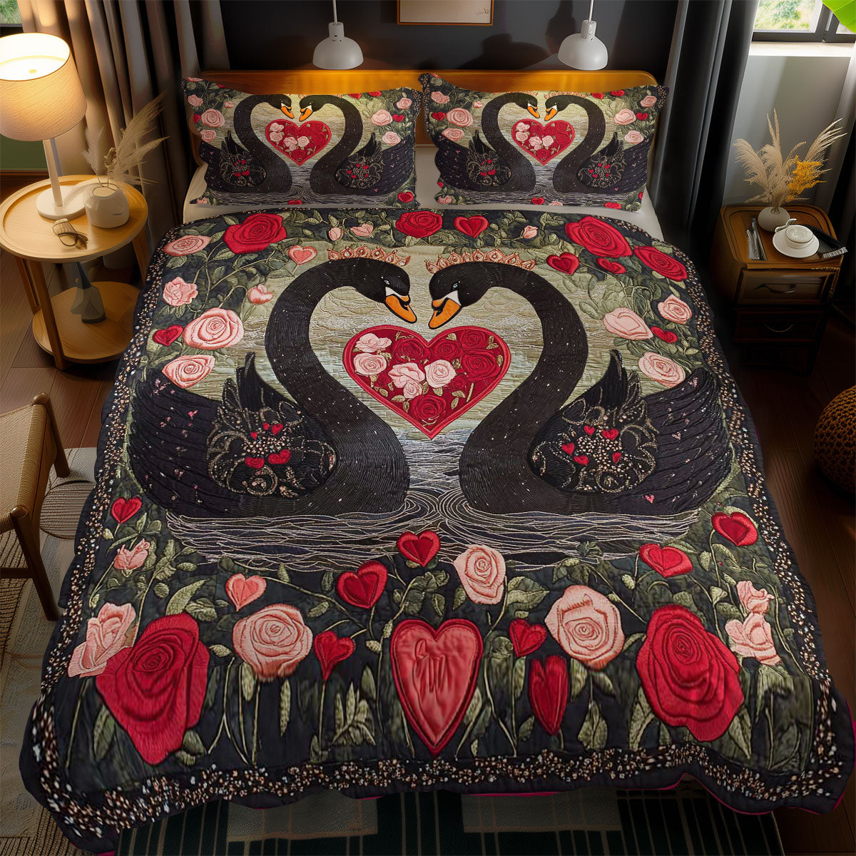 Black Swan Romance WN0201051CL Duvet Cover Set