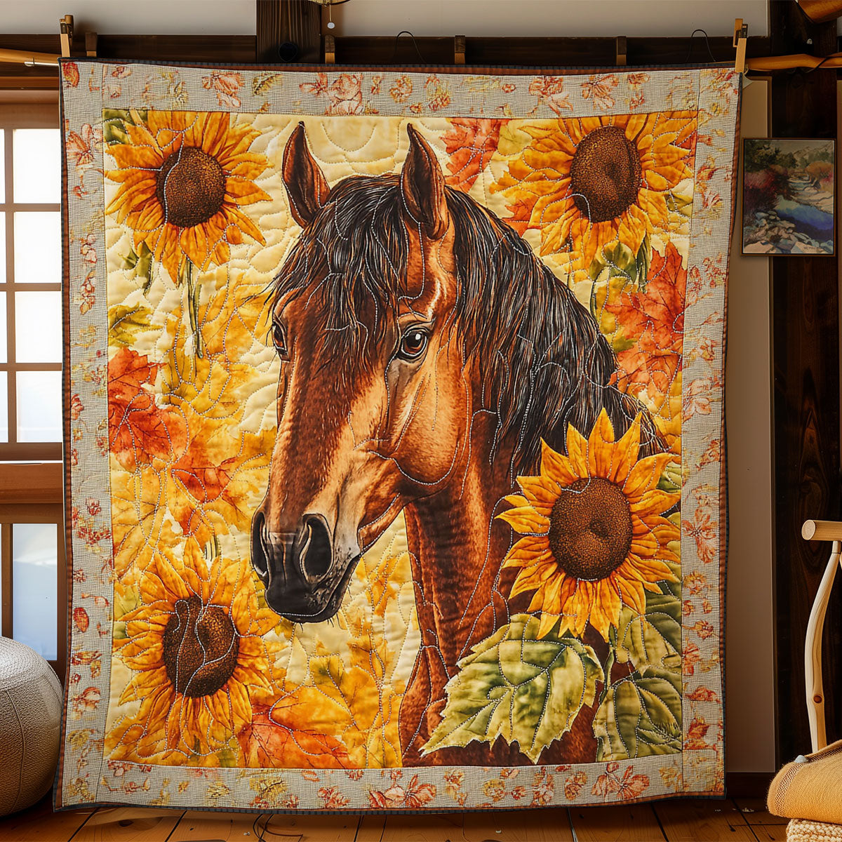 Horse In Sunflower Forest WY0602155CL Quilt
