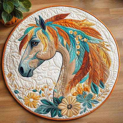 Floral Horse CW0805012CL Quilted Round Mat