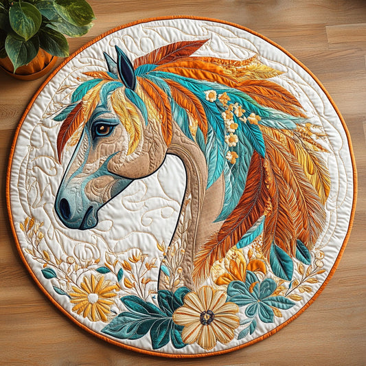 Floral Horse CW0805012CL Quilted Round Mat