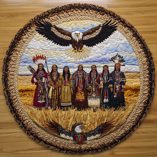 Native American Sunset Honor WN2403084CL Quilted Round Mat