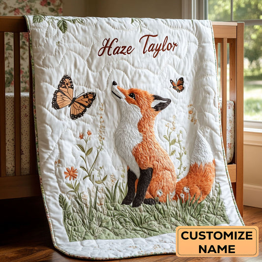 Meadow Fox WN3107038CL Personalized Baby Quilt