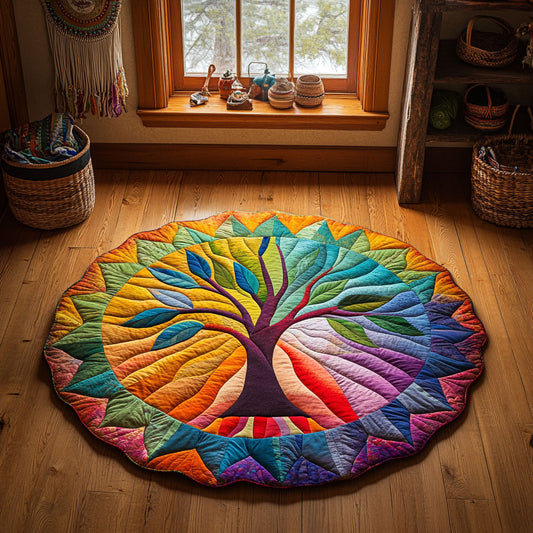 Rainbow Tree WY0605009CL Quilted Round Mat