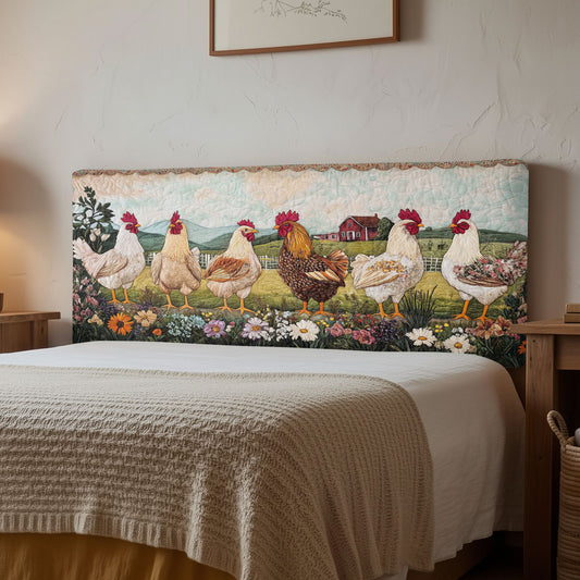Hens in Bloom CW2312016CL Quilted Headboard Slipcover