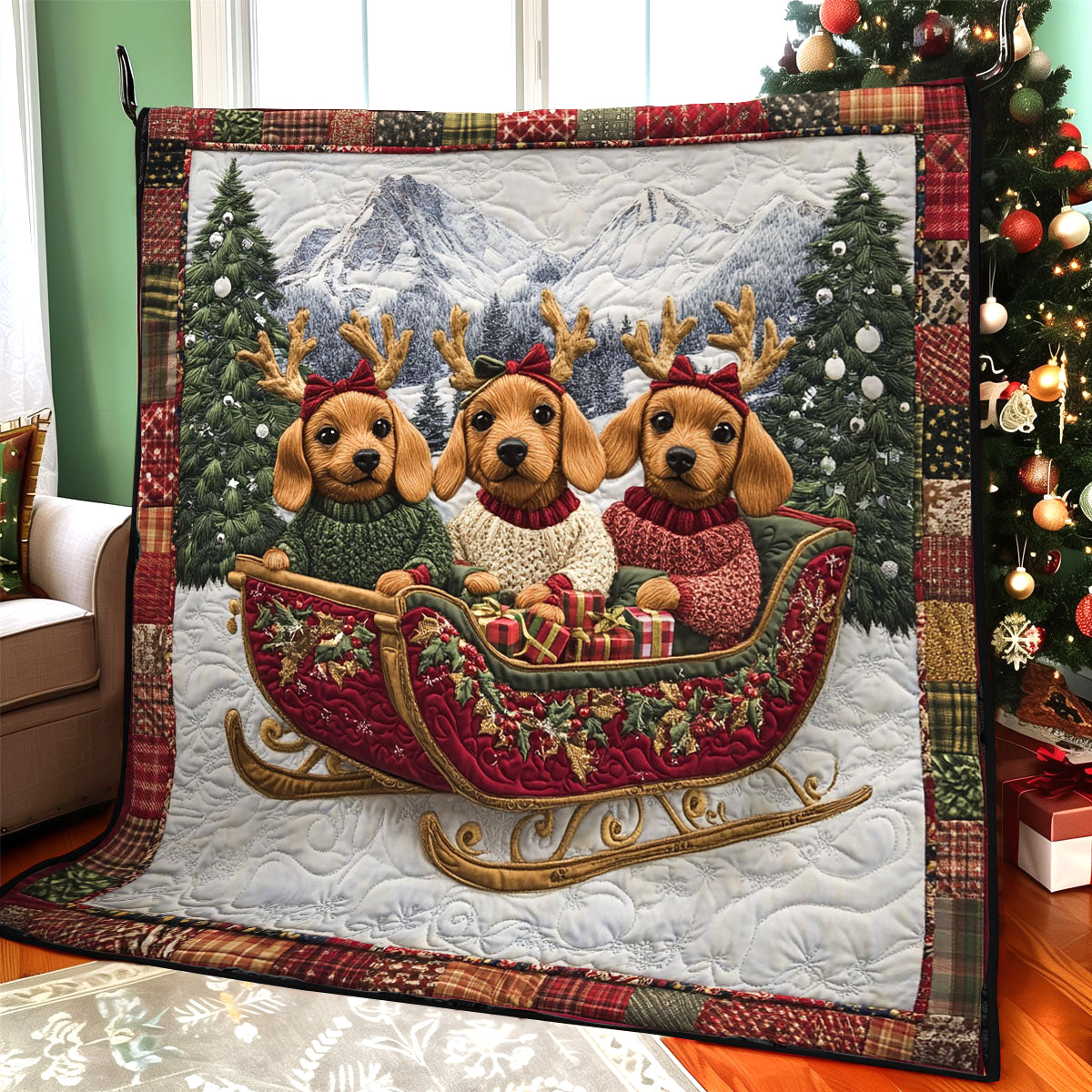 Merry Dachshund CW1211034CL Quilt