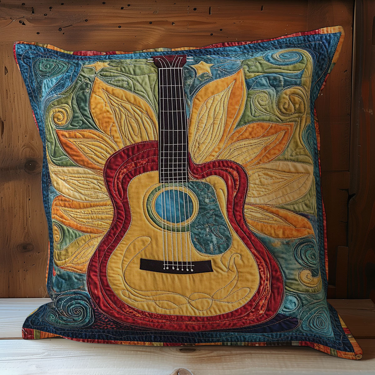 Sunflower Guitar WY1102153CL Quilt Pillow Case