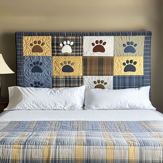 Heartfelt Dog Paw WN1712013CL Quilted Headboard Slipcover
