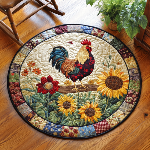Fabric Rooster XR2003004CL Quilted Round Mat