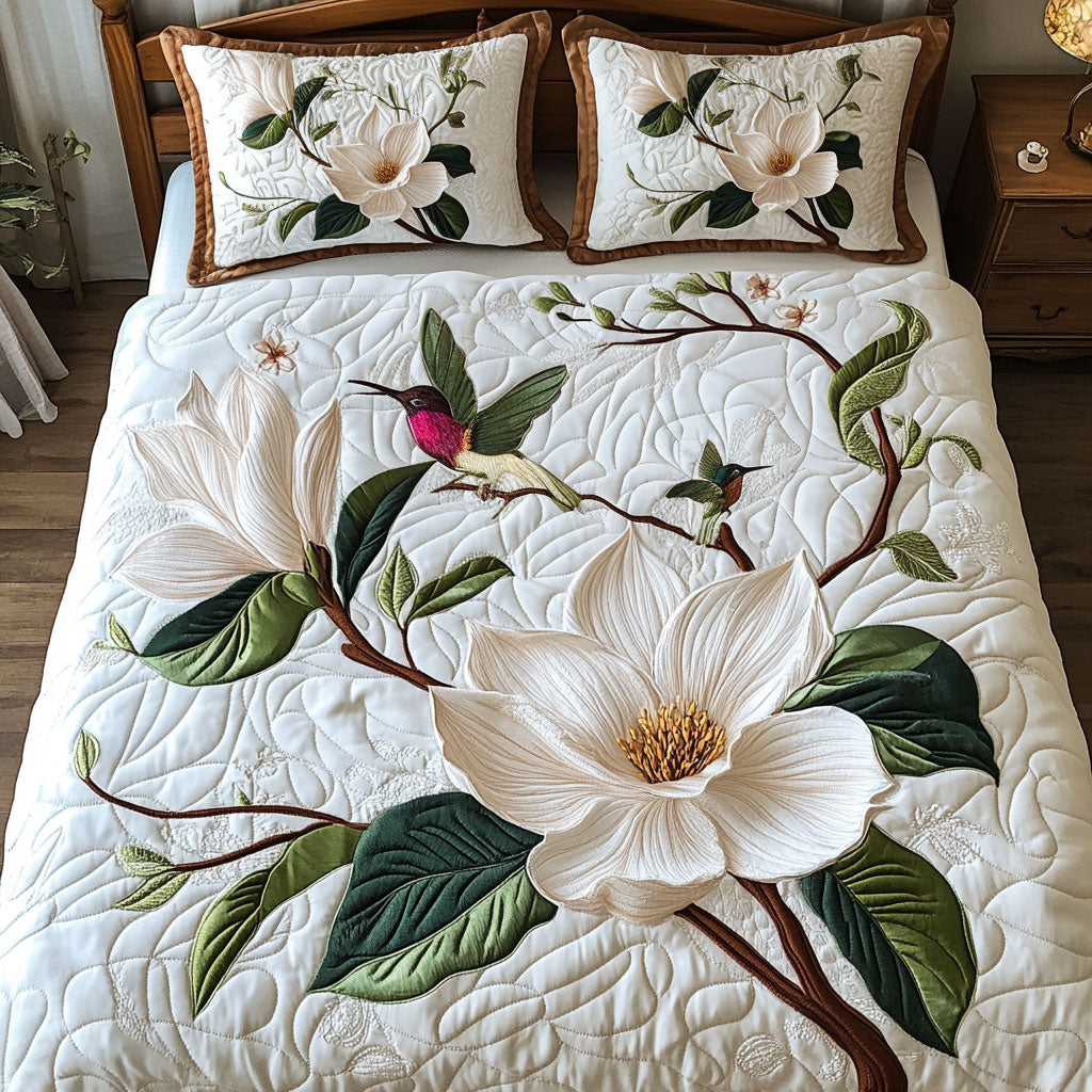 Elegent White Flower Hummingbird WY2802107CL Duvet Cover Set