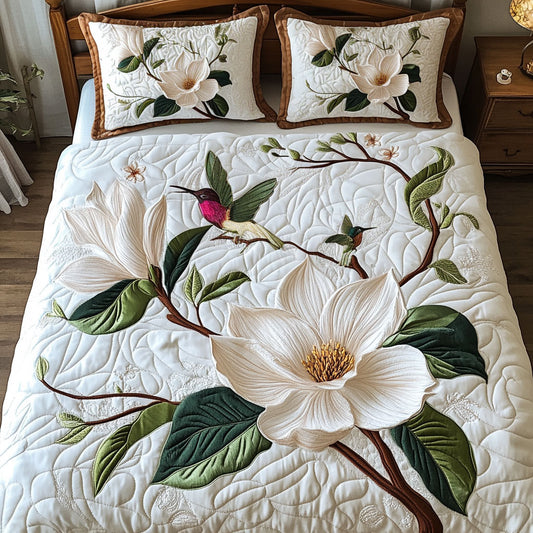 Elegent White Flower Hummingbird WY2802107CL Duvet Cover Set