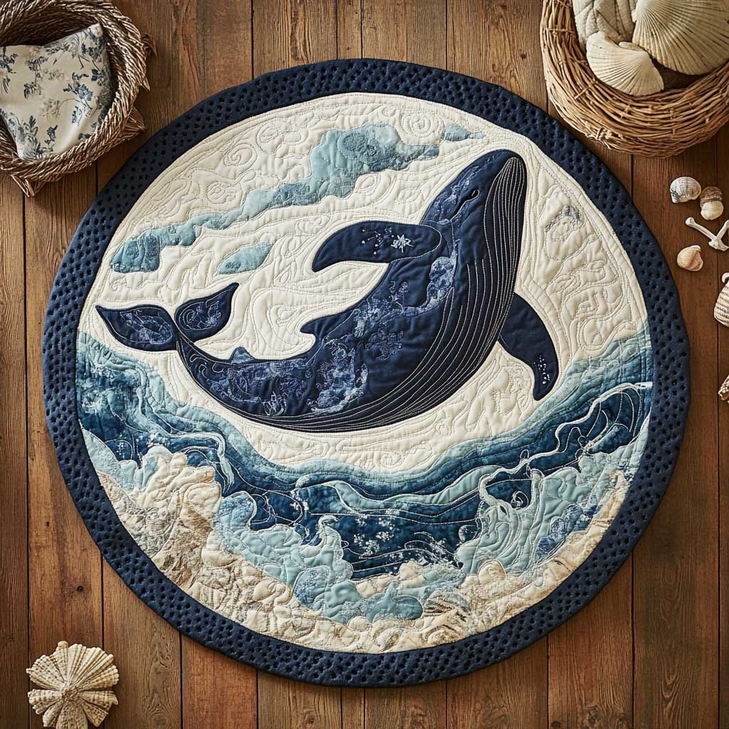 Mystic Whale WN2403075CL Quilted Round Mat