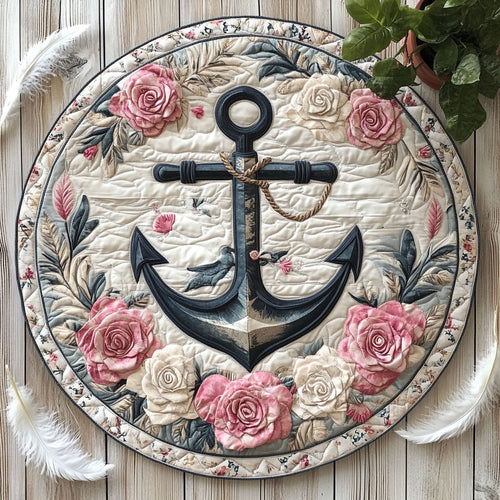 Floral Anchor CW0107016CL Quilted Round Mat