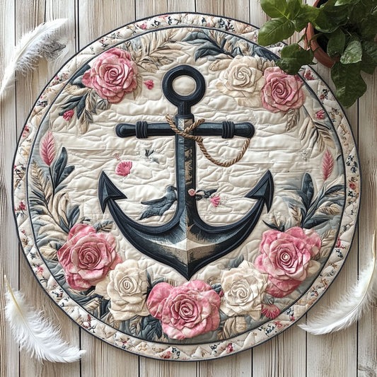 Floral Anchor CW0107016CL Quilted Round Mat
