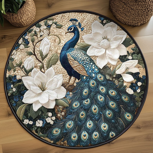 Peacock in Bloom WN2203074CL Quilted Round Mat