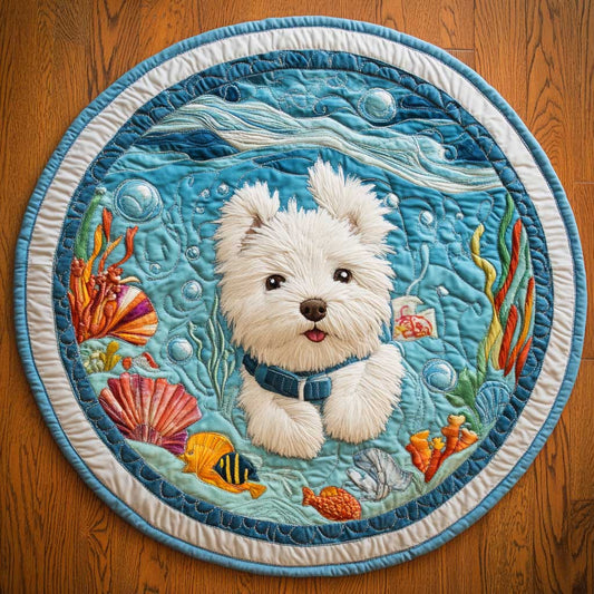 Westie And Bubbles WN0304041CL Quilted Round Mat