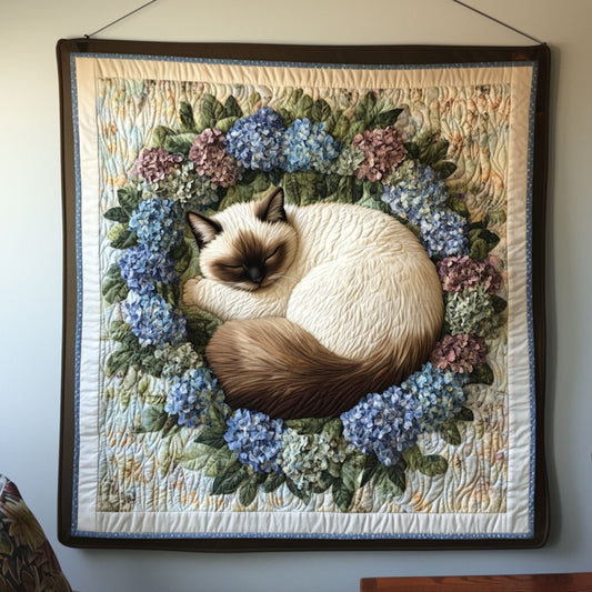 Siamese And Hydranges Wreath DH0110007CL Quilt