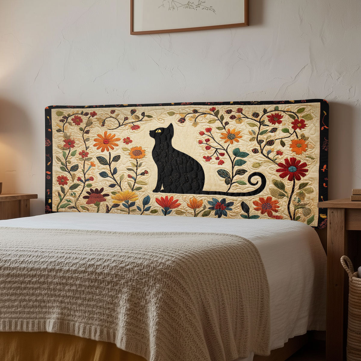 Folk Cat Reverie CW2212020CL Quilted Headboard Slipcover