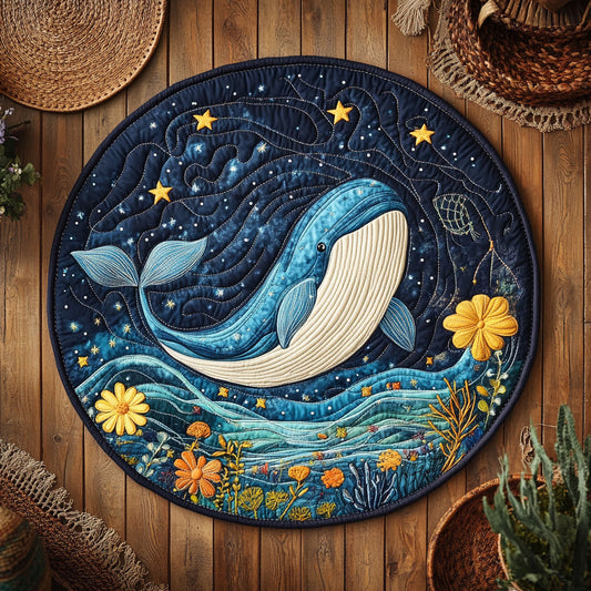 Whimsical Whale WY2205048CL Quilted Round Mat