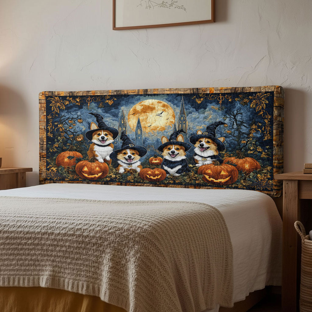 Spooky Corgi WN2012082CL Quilted Headboard Slipcover