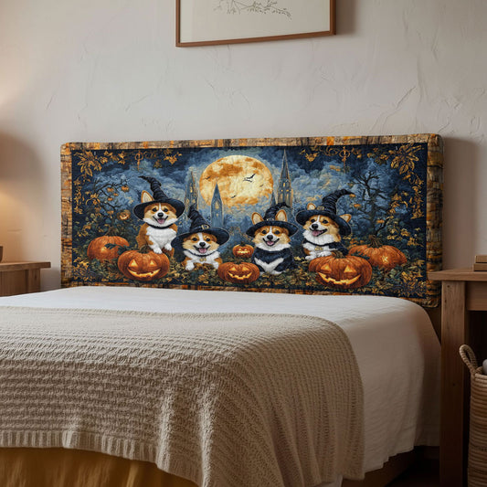 Spooky Corgi WN2012082CL Quilted Headboard Slipcover